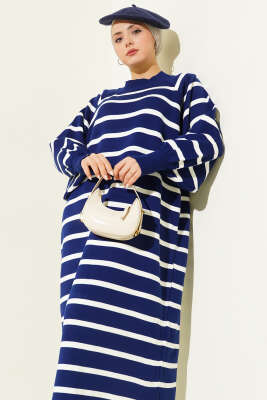 Yatay Çizgili Basic Triko Elbise Parlement - Günün Seçilenleri