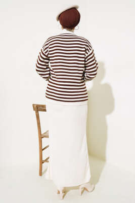 Yatay Çizgili Elbise Triko Takım Taş - Triko İkili Takım