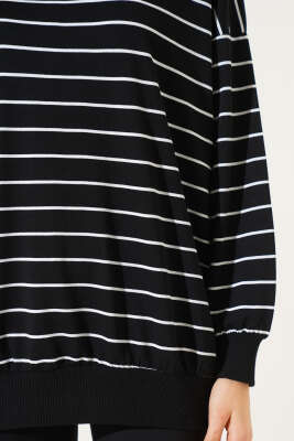 Yatay Çizgili Sweatshirt Siyah Beyaz - Kadın Giyim Modelleri