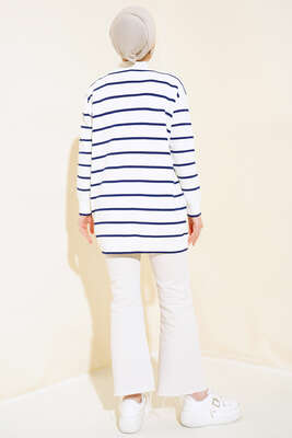 Yatay Çizgili Triko Hırka Lacivert - Triko Hırka