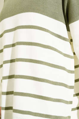 Yatay Çizgili Triko Salaş İkili Takım Çağla Yeşili - Triko İkili Takım