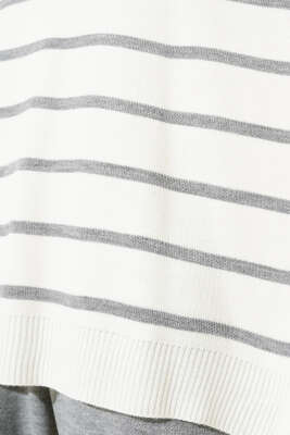 Yatay Çizgili Triko Salaş İkili Takım Gri - Triko İkili Takım