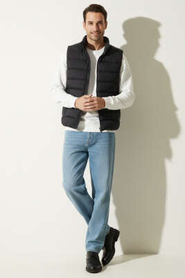 Yatay Dikişli Erkek Şişme Yelek Antrasit - Erkek Yelek