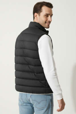 Yatay Dikişli Erkek Şişme Yelek Antrasit - Erkek Yelek