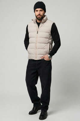 Yatay Dikişli Erkek Şişme Yelek Taş - Erkek Yelek