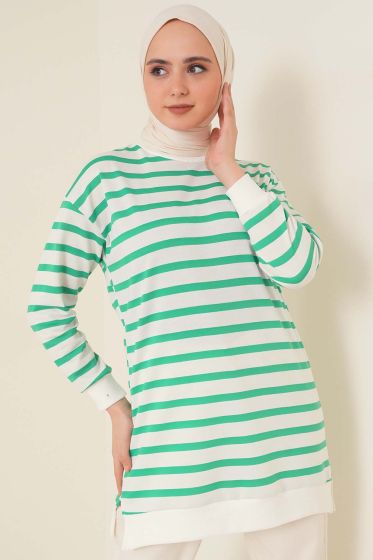 Yatay Şeritli Tunik Yeşil - Tunik