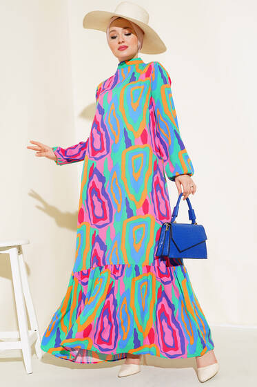 Yaz Damgaları Serisi Elbise Gökkuşağı - Elbise