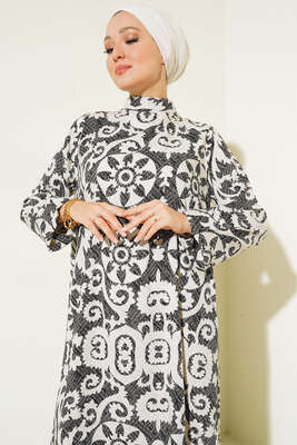 Yaz Damgaları Serisi Elbise Taş - Tesettür Elbise