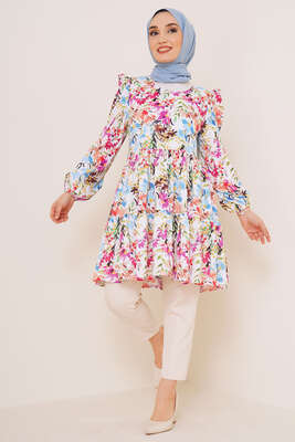 Yaz Desenleri Serisi Tunik Beyaz - Tunik