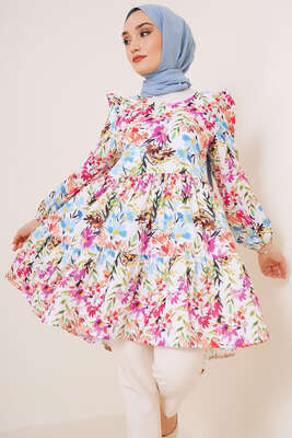 Yaz Desenleri Serisi Tunik Beyaz 