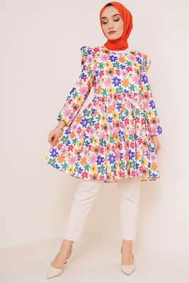 Yaz Desenleri Serisi Tunik Oranj - Tunik