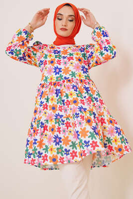 Yaz Desenleri Serisi Tunik Oranj 