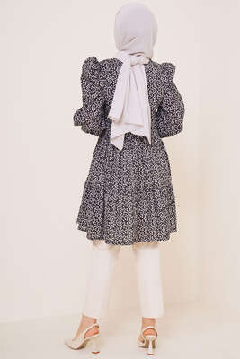 Yaz Desenleri Serisi Tunik Siyah Beyaz - Tunik