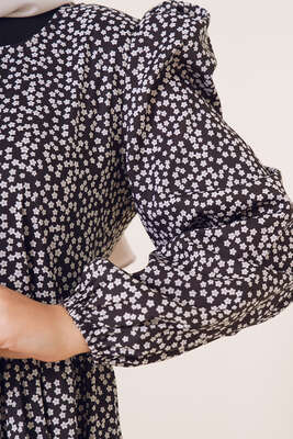 Yaz Desenleri Serisi Tunik Siyah Beyaz - Tunik