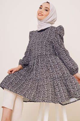 Yaz Desenleri Serisi Tunik Siyah Beyaz 