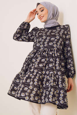 Yaz Desenleri Serisi Tunik Siyah 