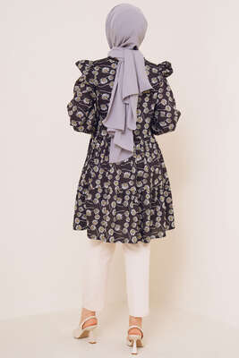 Yaz Desenleri Serisi Tunik Siyah - Tunik