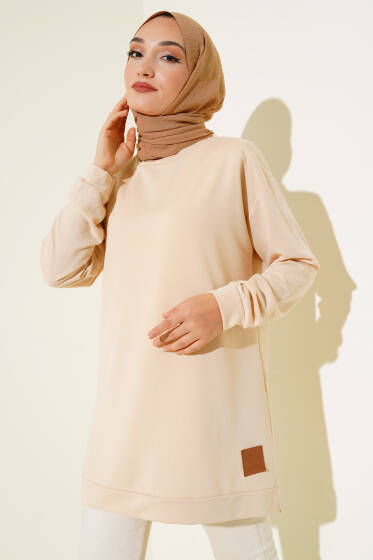 Yazı Baskı Armalı Tunik Bej - Tunik