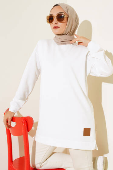 Yazı Baskı Armalı Tunik Beyaz - Tunik