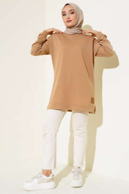 Yazı Baskı Armalı Tunik Camel - 100-300 TL Ürünler