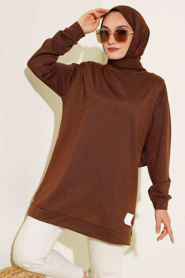 Yazı Baskı Armalı Tunik Kahve - 100-300 TL Ürünler