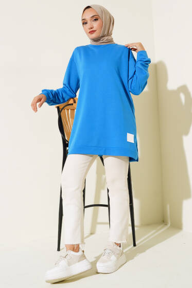 Yazı Baskı Armalı Tunik Mavi - Tunik