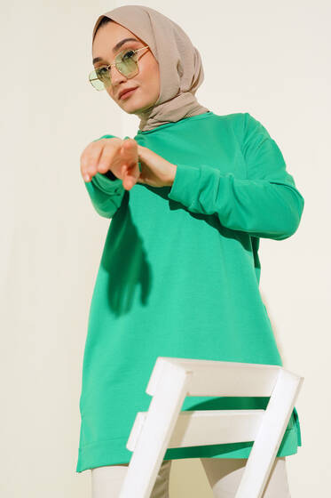 Yazı Baskı Armalı Tunik Yeşil - Yılın Fırsatı