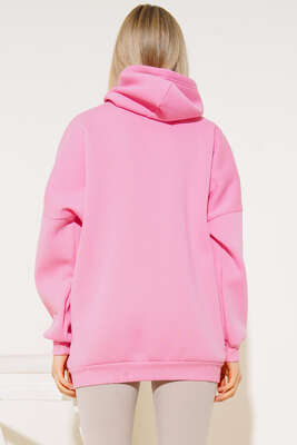 Yazı Baskılı Oversize Sweatshirt Pembe - Kadın Giyim Modelleri