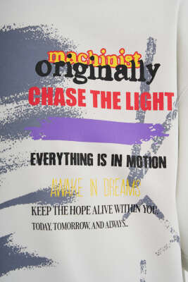 Yazı Baskılı Salaş Erkek T-shirt Taş - Erkek T-shirt