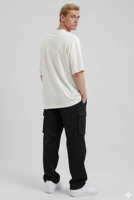 Yazı Baskılı Salaş Erkek T-shirt Taş - Erkek T-shirt