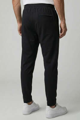 Yazılı Arka Cepli Erkek Eşofman Alt Siyah - Erkek Eşofman Alt