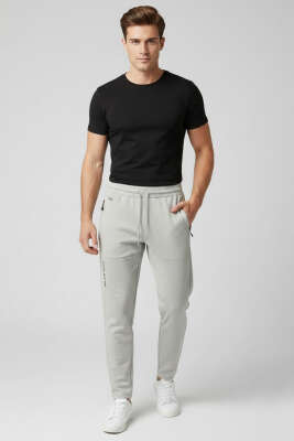 Yazılı Arka Cepli Erkek Eşofman Alt Taş - Erkek Eşofman Alt