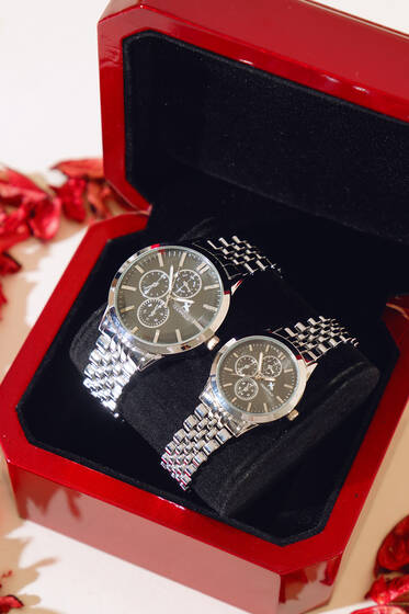 Yedi Gün Sevgili Çift Kol Saati Silver - Saat