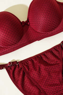 Yekpare Desteksiz Sütyen Takım Bordo - Yılın Fırsatı