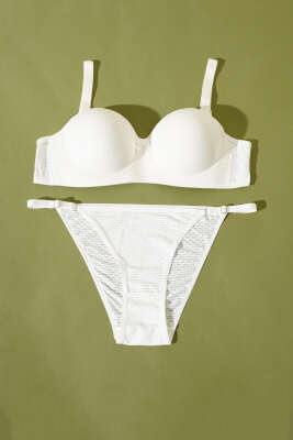 Yekpare Desteksiz Sütyen Takım Ekru - Yılın Fırsatı