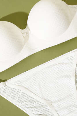 Yekpare Desteksiz Sütyen Takım Ekru - Yılın Fırsatı