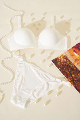 Yekpare Desteksiz Sütyen Takım Ekru 