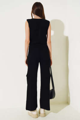 Yelekli Basic Triko İkili Takım Siyah - Kadın Giyim Modelleri