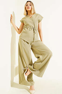 Yelekli İp Kuşaklı İkili Takım Haki 