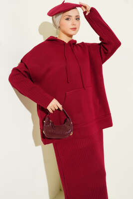 Yelekli Jile Elbise Triko İkili Takım Bordo - Günün Seçilenleri