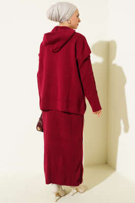 Yelekli Jile Elbise Triko İkili Takım Bordo - Günün Seçilenleri