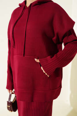 Yelekli Jile Elbise Triko İkili Takım Bordo - Günün Seçilenleri