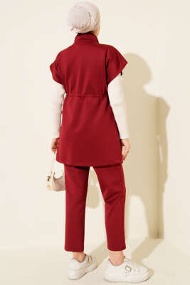 Yelekli Scuba İkili Takım Bordo - İkili Takım