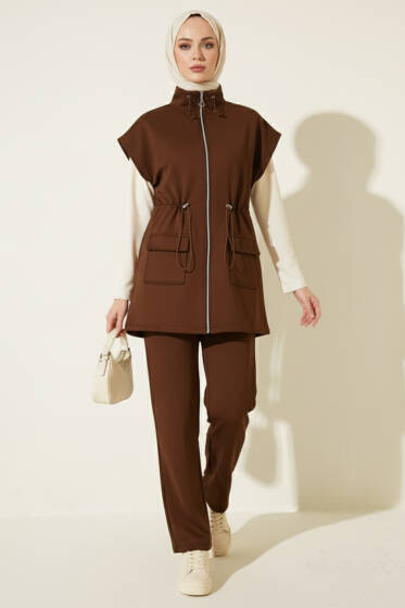 Yelekli Scuba İkili Takım Kahve - İkili Takım
