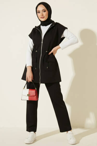 Yelekli Scuba İkili Takım Siyah - İkili Takım