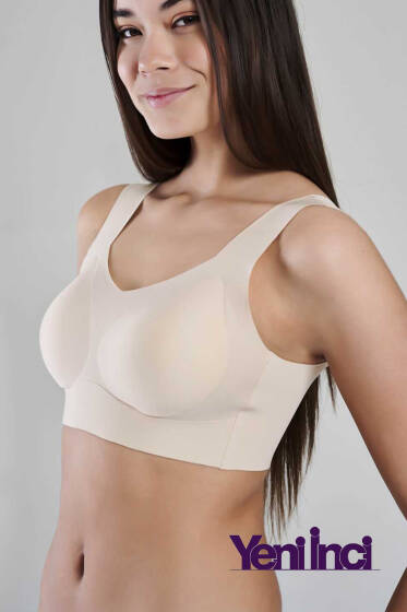 Yeni İnci Bra Woow Kalın Askılı Sütyen Ten - Toparlayıcı Sütyen / Minimizer Sütyen