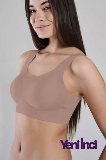 Yeni İnci Bra Woow Kalın Askılı Sütyen Vizon - Toparlayıcı Sütyen / Minimizer Sütyen