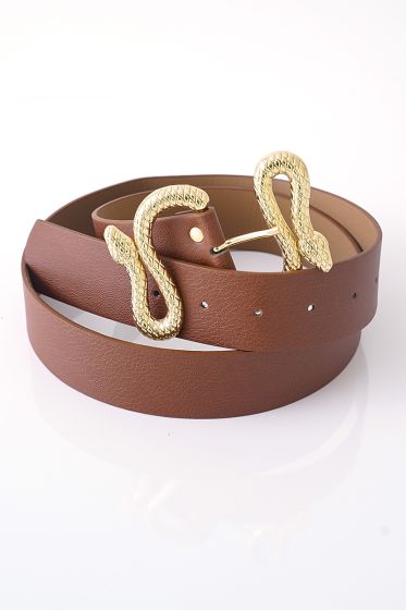 Yılan Detay Tokalı Taba Kemer - Deri Kemer