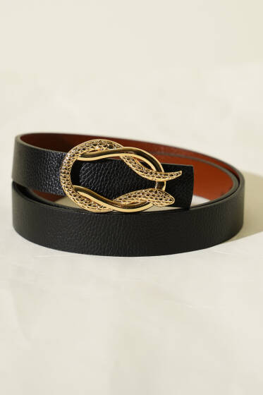 Yılan Figür Tokalı Kemer Siyah - Yılın Fırsatı