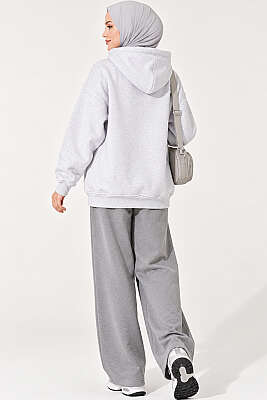 Yıldız Armalı Üç İplik Sweatshirt Gri - Tunik